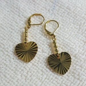 24k Gold Plated Heart Dangle Earrings